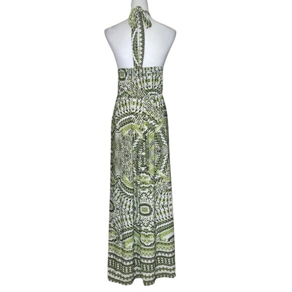 Ashley Stewart Womens Green White Halter Tie Neck Cutup Maxi Dress Plus Sz 16/18 - Picture 3 of 8